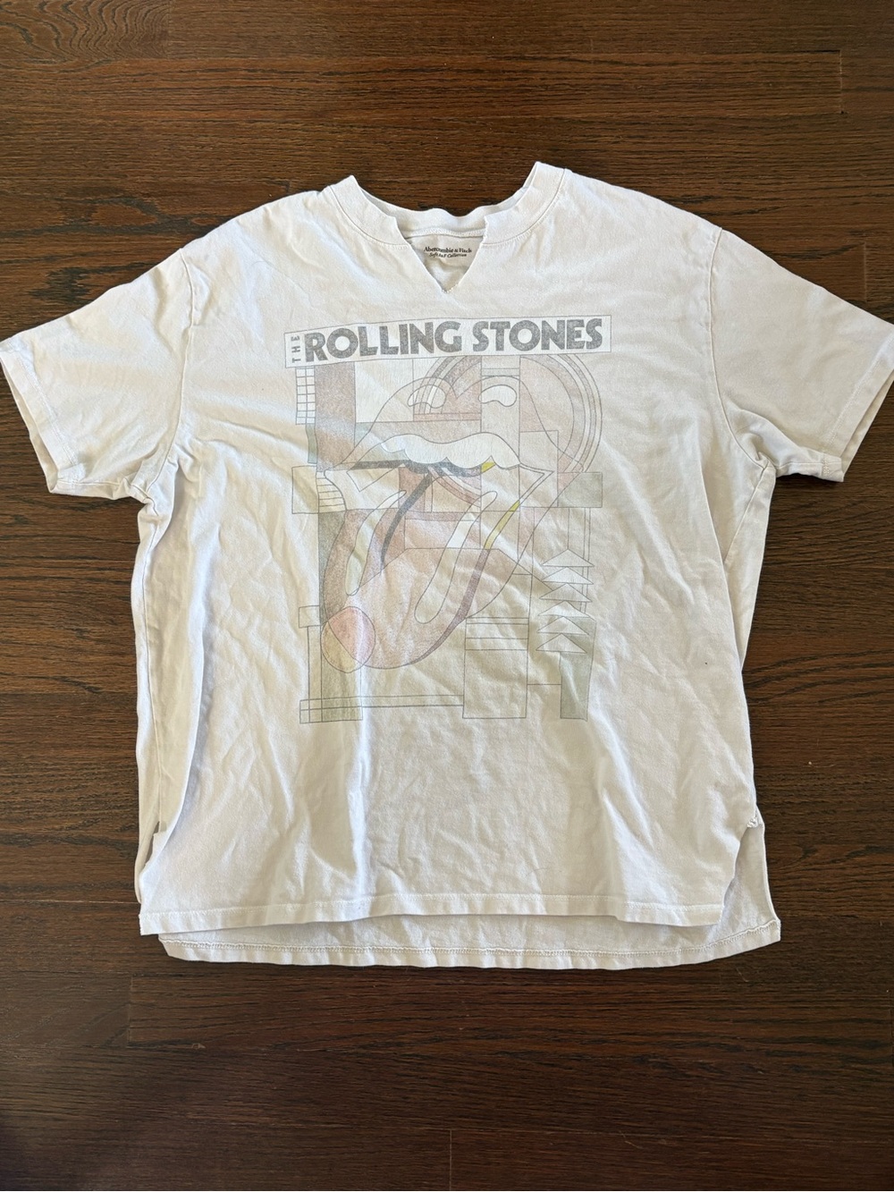 Abercrombie & Fitch White Rolling Stones Graphic Short Sleeve Tee